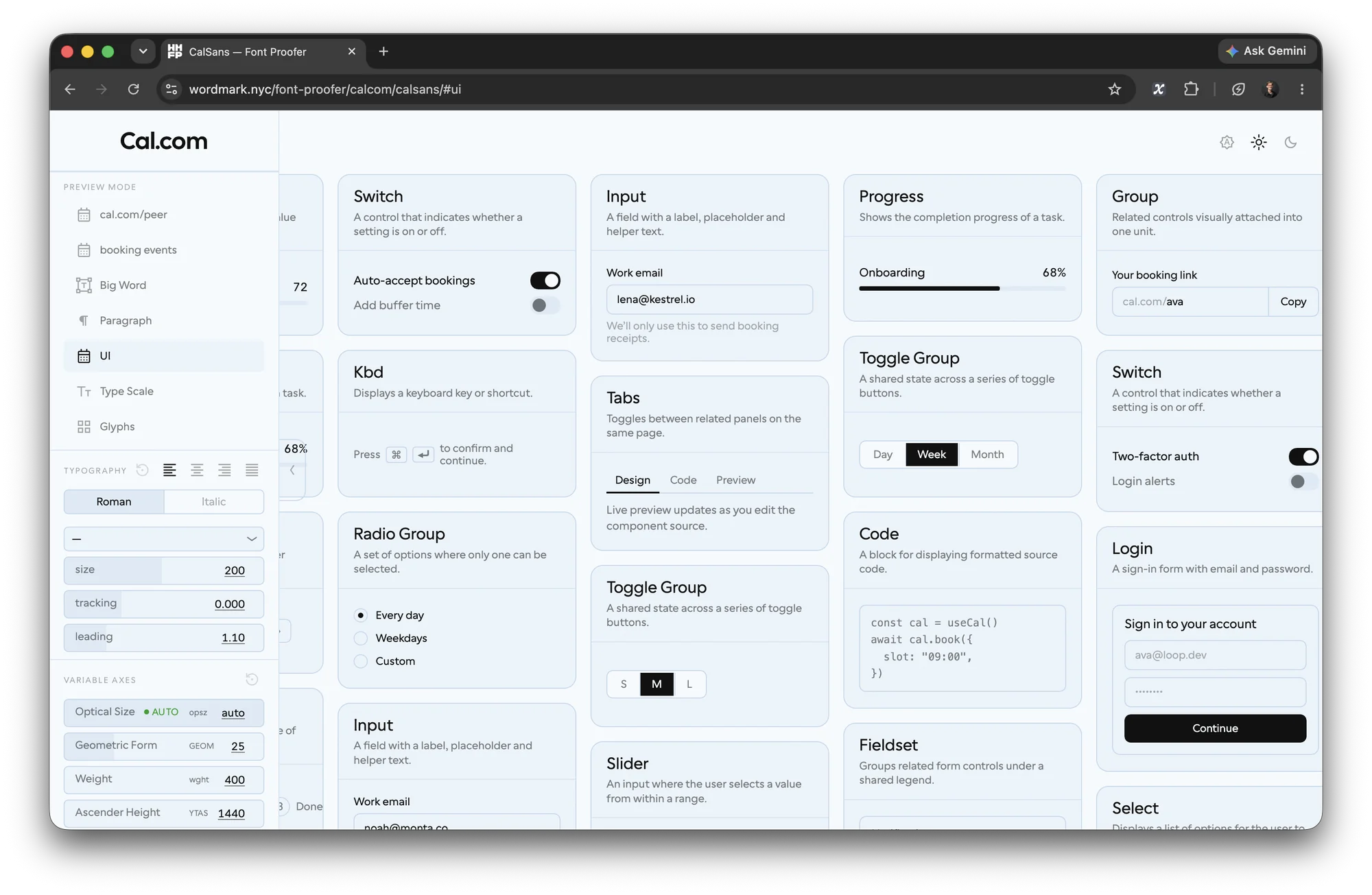 font-proofer's window, a macOS screenshot with its shadow